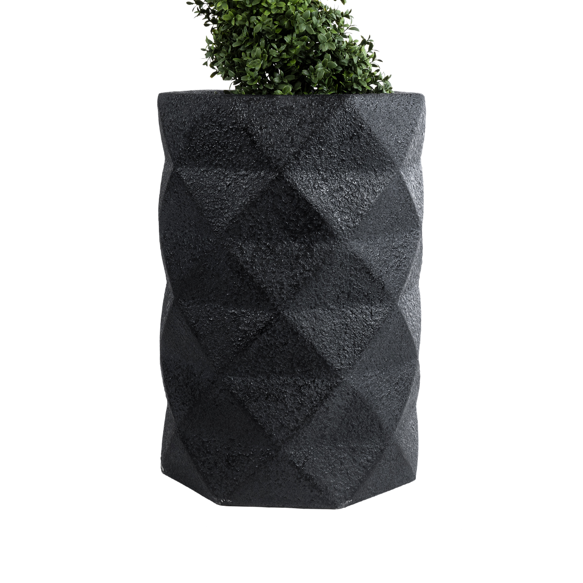 GloboStar® Artificial Garden GENOVA 20725 Επιδαπέδιο Πολυεστερικό Τσιμεντένιο Κασπώ Γλάστρα – Flower Pot Μαύρο Φ40 x Υ90cm