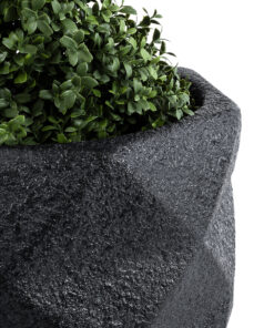 GloboStar® Artificial Garden GENOVA 20725 Επιδαπέδιο Πολυεστερικό Τσιμεντένιο Κασπώ Γλάστρα – Flower Pot Μαύρο Φ40 x Υ90cm