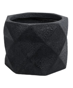 GloboStar® Artificial Garden GENOVA 20726 Επιδαπέδιο Πολυεστερικό Τσιμεντένιο Κασπώ Γλάστρα – Flower Pot Μαύρο Φ40 x Υ30cm
