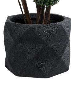 GloboStar® Artificial Garden GENOVA 20726 Επιδαπέδιο Πολυεστερικό Τσιμεντένιο Κασπώ Γλάστρα – Flower Pot Μαύρο Φ40 x Υ30cm