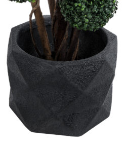 GloboStar® Artificial Garden GENOVA 20726 Επιδαπέδιο Πολυεστερικό Τσιμεντένιο Κασπώ Γλάστρα – Flower Pot Μαύρο Φ40 x Υ30cm