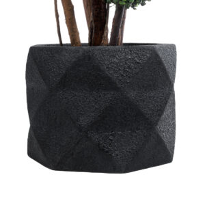 GloboStar® Artificial Garden GENOVA 20726 Επιδαπέδιο Πολυεστερικό Τσιμεντένιο Κασπώ Γλάστρα – Flower Pot Μαύρο Φ40 x Υ30cm