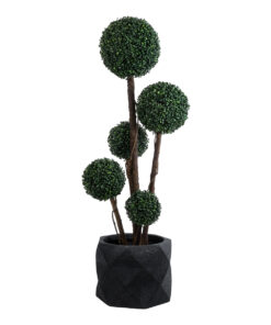 GloboStar® Artificial Garden GENOVA 20726 Επιδαπέδιο Πολυεστερικό Τσιμεντένιο Κασπώ Γλάστρα – Flower Pot Μαύρο Φ40 x Υ30cm