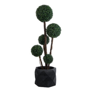 GloboStar® Artificial Garden GENOVA 20726 Επιδαπέδιο Πολυεστερικό Τσιμεντένιο Κασπώ Γλάστρα – Flower Pot Μαύρο Φ40 x Υ30cm