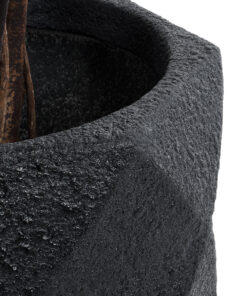 GloboStar® Artificial Garden GENOVA 20726 Επιδαπέδιο Πολυεστερικό Τσιμεντένιο Κασπώ Γλάστρα – Flower Pot Μαύρο Φ40 x Υ30cm