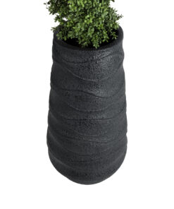 GloboStar® Artificial Garden BOLOGNA 20727 Επιδαπέδιο Πολυεστερικό Τσιμεντένιο Κασπώ Γλάστρα – Flower Pot Μαύρο Φ45 x Υ90cm