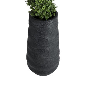 GloboStar® Artificial Garden BOLOGNA 20727 Επιδαπέδιο Πολυεστερικό Τσιμεντένιο Κασπώ Γλάστρα – Flower Pot Μαύρο Φ45 x Υ90cm