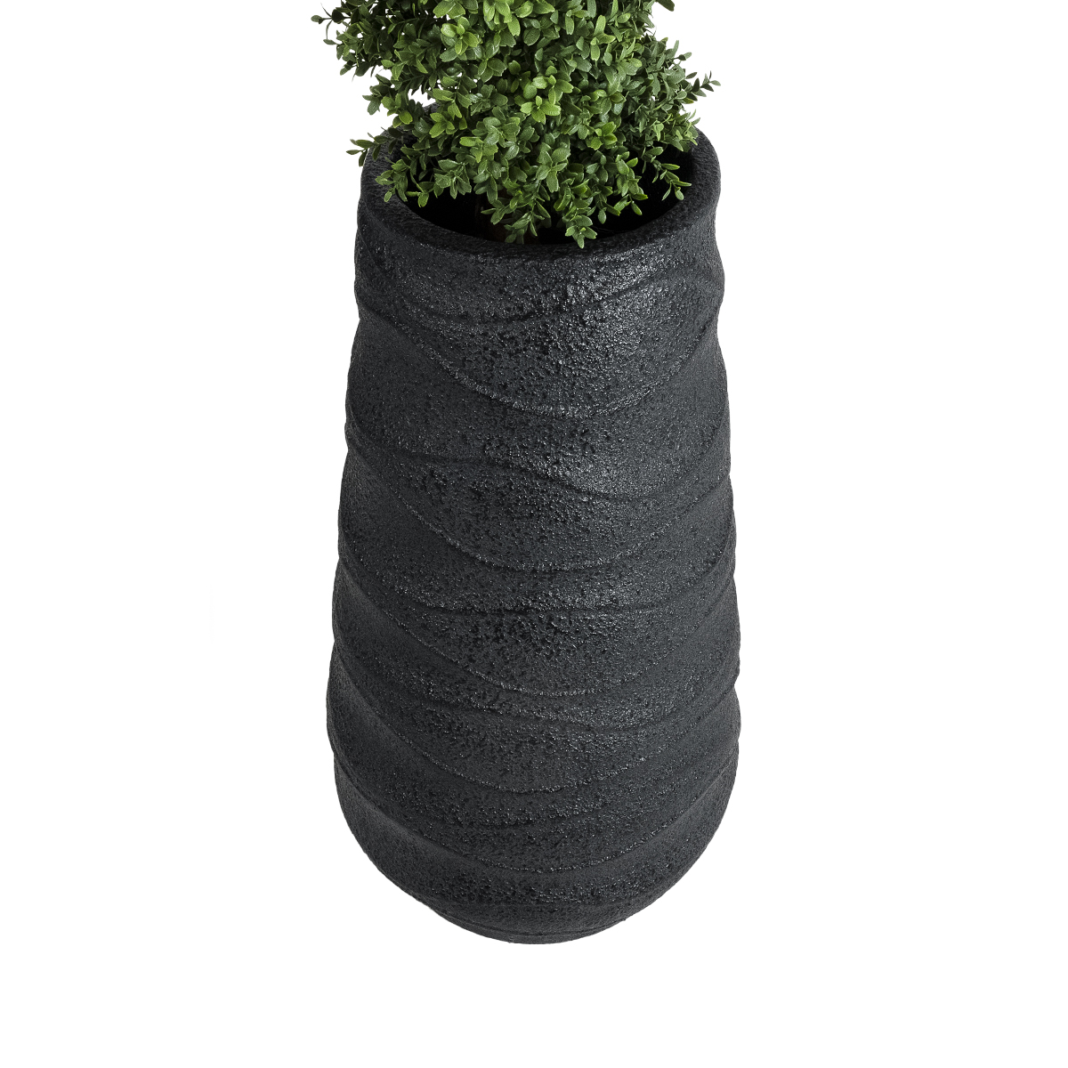 GloboStar® Artificial Garden BOLOGNA 20727 Επιδαπέδιο Πολυεστερικό Τσιμεντένιο Κασπώ Γλάστρα – Flower Pot Μαύρο Φ45 x Υ90cm