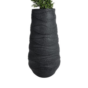GloboStar® Artificial Garden BOLOGNA 20727 Επιδαπέδιο Πολυεστερικό Τσιμεντένιο Κασπώ Γλάστρα – Flower Pot Μαύρο Φ45 x Υ90cm