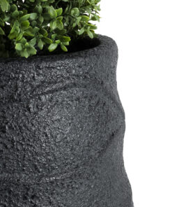GloboStar® Artificial Garden BOLOGNA 20727 Επιδαπέδιο Πολυεστερικό Τσιμεντένιο Κασπώ Γλάστρα – Flower Pot Μαύρο Φ45 x Υ90cm