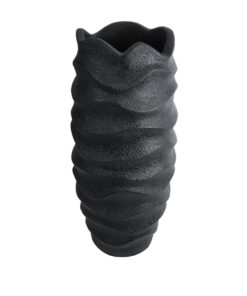 GloboStar® Artificial Garden MONREALE 20728 Επιδαπέδιο Πολυεστερικό Τσιμεντένιο Κασπώ Γλάστρα – Flower Pot Μαύρο Φ50 x Υ110cm