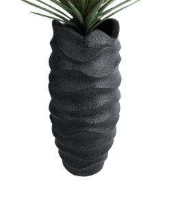 GloboStar® Artificial Garden MONREALE 20728 Επιδαπέδιο Πολυεστερικό Τσιμεντένιο Κασπώ Γλάστρα – Flower Pot Μαύρο Φ50 x Υ110cm