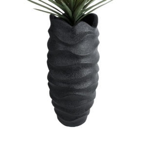 GloboStar® Artificial Garden MONREALE 20728 Επιδαπέδιο Πολυεστερικό Τσιμεντένιο Κασπώ Γλάστρα – Flower Pot Μαύρο Φ50 x Υ110cm