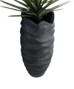 GloboStar® Artificial Garden MONREALE 20728 Επιδαπέδιο Πολυεστερικό Τσιμεντένιο Κασπώ Γλάστρα – Flower Pot Μαύρο Φ50 x Υ110cm