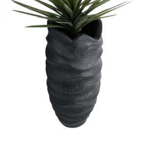 GloboStar® Artificial Garden MONREALE 20728 Επιδαπέδιο Πολυεστερικό Τσιμεντένιο Κασπώ Γλάστρα – Flower Pot Μαύρο Φ50 x Υ110cm