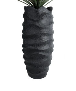 GloboStar® Artificial Garden MONREALE 20728 Επιδαπέδιο Πολυεστερικό Τσιμεντένιο Κασπώ Γλάστρα – Flower Pot Μαύρο Φ50 x Υ110cm