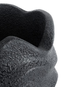 GloboStar® Artificial Garden MONREALE 20728 Επιδαπέδιο Πολυεστερικό Τσιμεντένιο Κασπώ Γλάστρα – Flower Pot Μαύρο Φ50 x Υ110cm