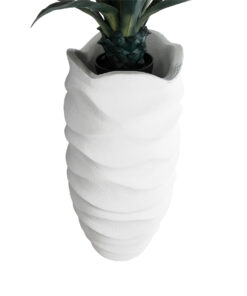 GloboStar® Artificial Garden PORTOFINO 20729 Επιδαπέδιο Πολυεστερικό Τσιμεντένιο Κασπώ Γλάστρα – Flower Pot Λευκό Φ50 x Υ110cm