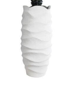 GloboStar® Artificial Garden PORTOFINO 20729 Επιδαπέδιο Πολυεστερικό Τσιμεντένιο Κασπώ Γλάστρα – Flower Pot Λευκό Φ50 x Υ110cm