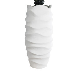 GloboStar® Artificial Garden PORTOFINO 20729 Επιδαπέδιο Πολυεστερικό Τσιμεντένιο Κασπώ Γλάστρα – Flower Pot Λευκό Φ50 x Υ110cm