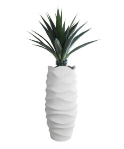 GloboStar® Artificial Garden PORTOFINO 20729 Επιδαπέδιο Πολυεστερικό Τσιμεντένιο Κασπώ Γλάστρα – Flower Pot Λευκό Φ50 x Υ110cm