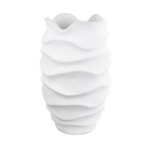 GloboStar® Artificial Garden PORTOFINO 20730 Επιδαπέδιο Πολυεστερικό Τσιμεντένιο Κασπώ Γλάστρα – Flower Pot Λευκό Φ50 x Υ80cm