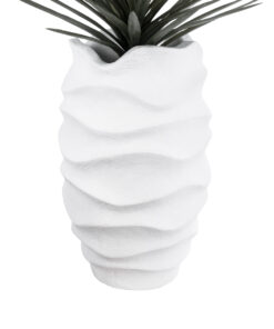 GloboStar® Artificial Garden PORTOFINO 20730 Επιδαπέδιο Πολυεστερικό Τσιμεντένιο Κασπώ Γλάστρα – Flower Pot Λευκό Φ50 x Υ80cm