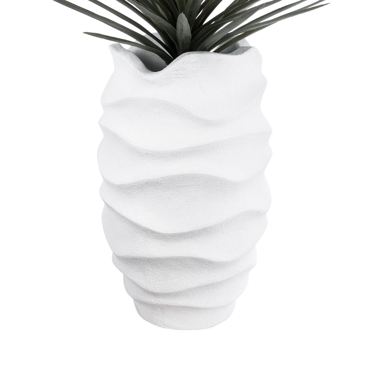 GloboStar® Artificial Garden PORTOFINO 20730 Επιδαπέδιο Πολυεστερικό Τσιμεντένιο Κασπώ Γλάστρα – Flower Pot Λευκό Φ50 x Υ80cm