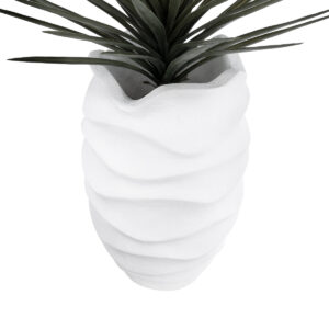 GloboStar® Artificial Garden PORTOFINO 20730 Επιδαπέδιο Πολυεστερικό Τσιμεντένιο Κασπώ Γλάστρα – Flower Pot Λευκό Φ50 x Υ80cm