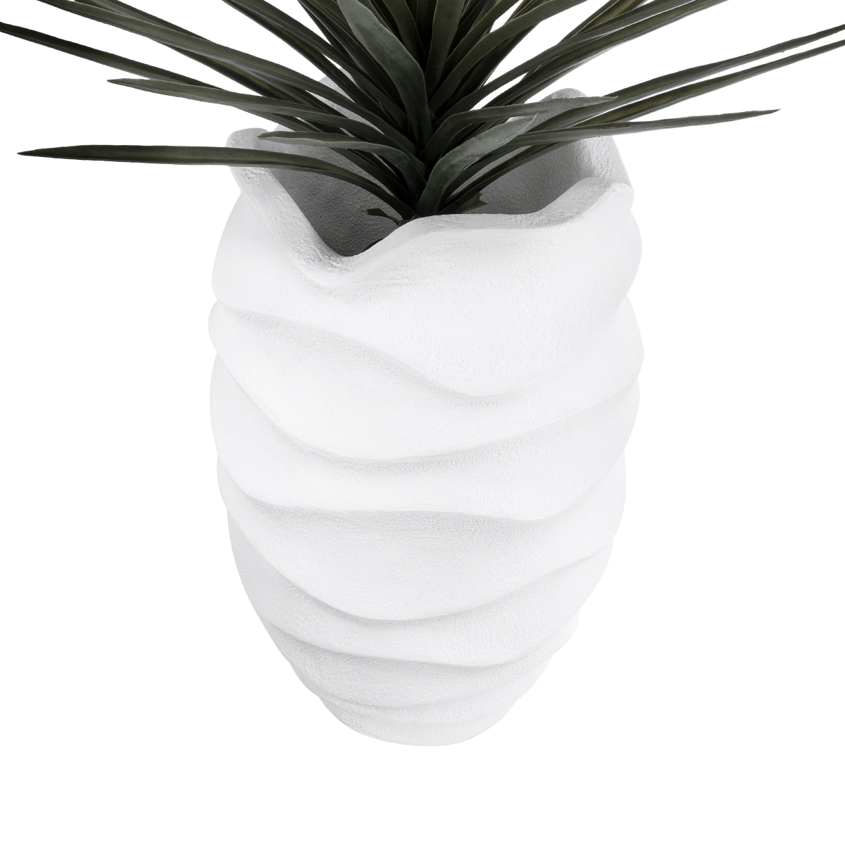 GloboStar® Artificial Garden PORTOFINO 20730 Επιδαπέδιο Πολυεστερικό Τσιμεντένιο Κασπώ Γλάστρα – Flower Pot Λευκό Φ50 x Υ80cm