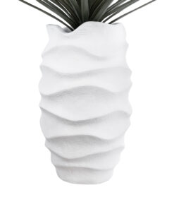 GloboStar® Artificial Garden PORTOFINO 20730 Επιδαπέδιο Πολυεστερικό Τσιμεντένιο Κασπώ Γλάστρα – Flower Pot Λευκό Φ50 x Υ80cm