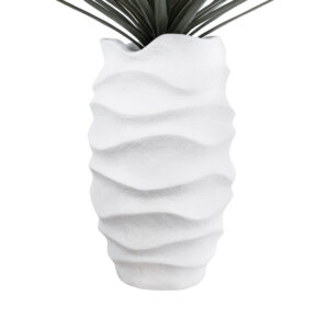 GloboStar® Artificial Garden PORTOFINO 20730 Επιδαπέδιο Πολυεστερικό Τσιμεντένιο Κασπώ Γλάστρα – Flower Pot Λευκό Φ50 x Υ80cm