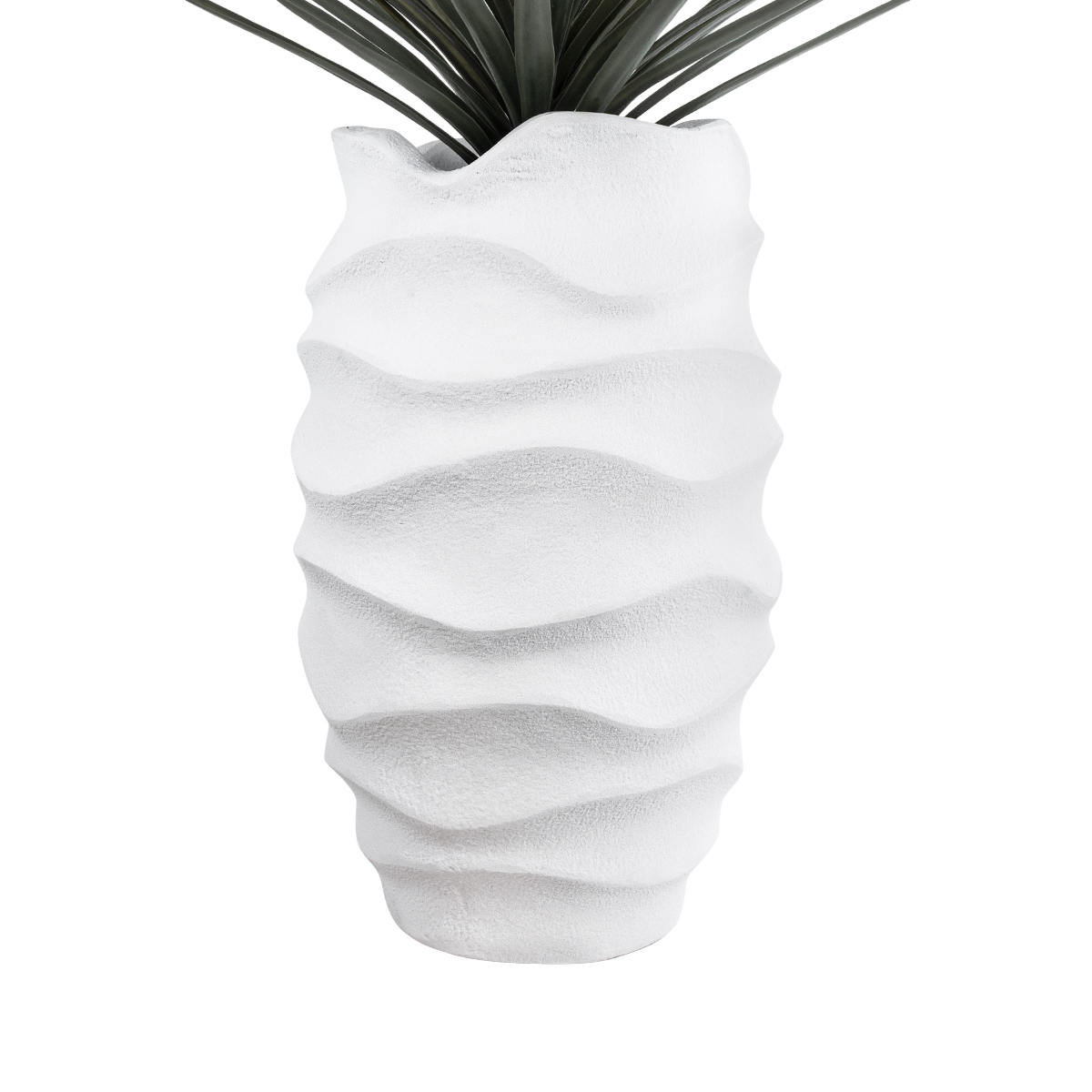 GloboStar® Artificial Garden PORTOFINO 20730 Επιδαπέδιο Πολυεστερικό Τσιμεντένιο Κασπώ Γλάστρα – Flower Pot Λευκό Φ50 x Υ80cm