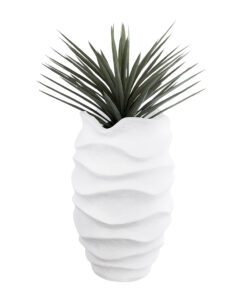 GloboStar® Artificial Garden PORTOFINO 20730 Επιδαπέδιο Πολυεστερικό Τσιμεντένιο Κασπώ Γλάστρα – Flower Pot Λευκό Φ50 x Υ80cm