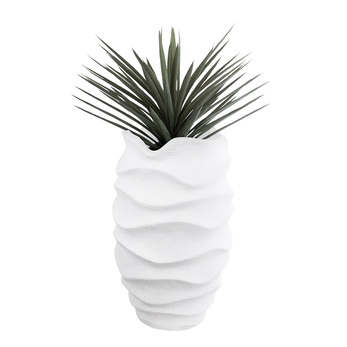 GloboStar® Artificial Garden PORTOFINO 20730 Επιδαπέδιο Πολυεστερικό Τσιμεντένιο Κασπώ Γλάστρα – Flower Pot Λευκό Φ50 x Υ80cm