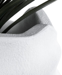 GloboStar® Artificial Garden PORTOFINO 20730 Επιδαπέδιο Πολυεστερικό Τσιμεντένιο Κασπώ Γλάστρα – Flower Pot Λευκό Φ50 x Υ80cm