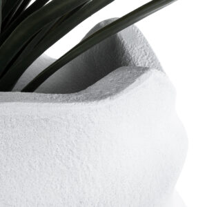 GloboStar® Artificial Garden PORTOFINO 20730 Επιδαπέδιο Πολυεστερικό Τσιμεντένιο Κασπώ Γλάστρα – Flower Pot Λευκό Φ50 x Υ80cm