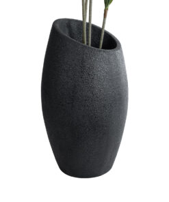 GloboStar® Artificial Garden MESTRE 20731 Επιδαπέδιο Πολυεστερικό Τσιμεντένιο Κασπώ Γλάστρα – Flower Pot Μαύρο Φ50 x Υ90cm