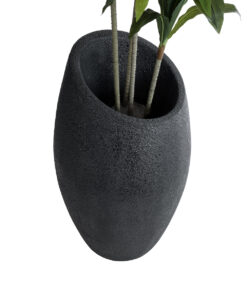 GloboStar® Artificial Garden MESTRE 20731 Επιδαπέδιο Πολυεστερικό Τσιμεντένιο Κασπώ Γλάστρα – Flower Pot Μαύρο Φ50 x Υ90cm