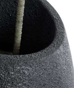 GloboStar® Artificial Garden MESTRE 20731 Επιδαπέδιο Πολυεστερικό Τσιμεντένιο Κασπώ Γλάστρα – Flower Pot Μαύρο Φ50 x Υ90cm