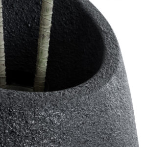 GloboStar® Artificial Garden MESTRE 20731 Επιδαπέδιο Πολυεστερικό Τσιμεντένιο Κασπώ Γλάστρα – Flower Pot Μαύρο Φ50 x Υ90cm