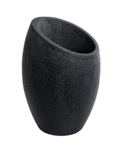 GloboStar® Artificial Garden MESTRE 20732 Επιδαπέδιο Πολυεστερικό Τσιμεντένιο Κασπώ Γλάστρα – Flower Pot Μαύρο Φ40 x Υ60cm
