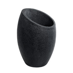 GloboStar® Artificial Garden MESTRE 20732 Επιδαπέδιο Πολυεστερικό Τσιμεντένιο Κασπώ Γλάστρα – Flower Pot Μαύρο Φ40 x Υ60cm