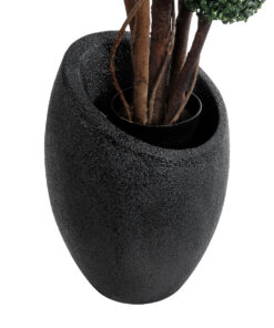 GloboStar® Artificial Garden MESTRE 20732 Επιδαπέδιο Πολυεστερικό Τσιμεντένιο Κασπώ Γλάστρα – Flower Pot Μαύρο Φ40 x Υ60cm