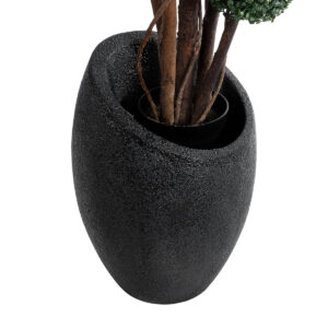 GloboStar® Artificial Garden MESTRE 20732 Επιδαπέδιο Πολυεστερικό Τσιμεντένιο Κασπώ Γλάστρα – Flower Pot Μαύρο Φ40 x Υ60cm