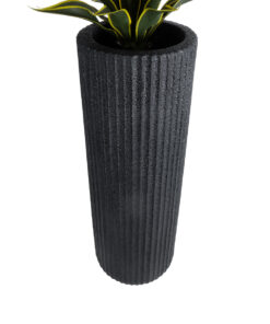 GloboStar® Artificial Garden MATERA 20733 Επιδαπέδιο Πολυεστερικό Τσιμεντένιο Κασπώ Γλάστρα – Flower Pot Μαύρο Φ42 x Υ120cm