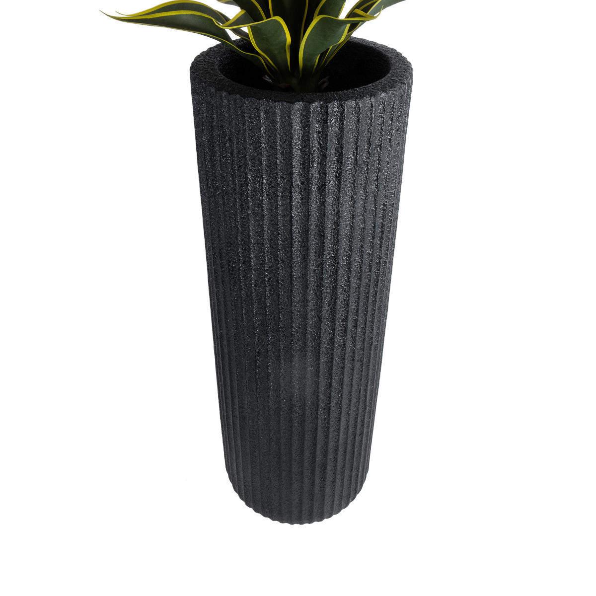 GloboStar® Artificial Garden MATERA 20733 Επιδαπέδιο Πολυεστερικό Τσιμεντένιο Κασπώ Γλάστρα – Flower Pot Μαύρο Φ42 x Υ120cm