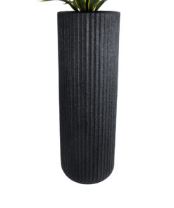 GloboStar® Artificial Garden MATERA 20733 Επιδαπέδιο Πολυεστερικό Τσιμεντένιο Κασπώ Γλάστρα – Flower Pot Μαύρο Φ42 x Υ120cm