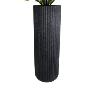 GloboStar® Artificial Garden MATERA 20733 Επιδαπέδιο Πολυεστερικό Τσιμεντένιο Κασπώ Γλάστρα – Flower Pot Μαύρο Φ42 x Υ120cm