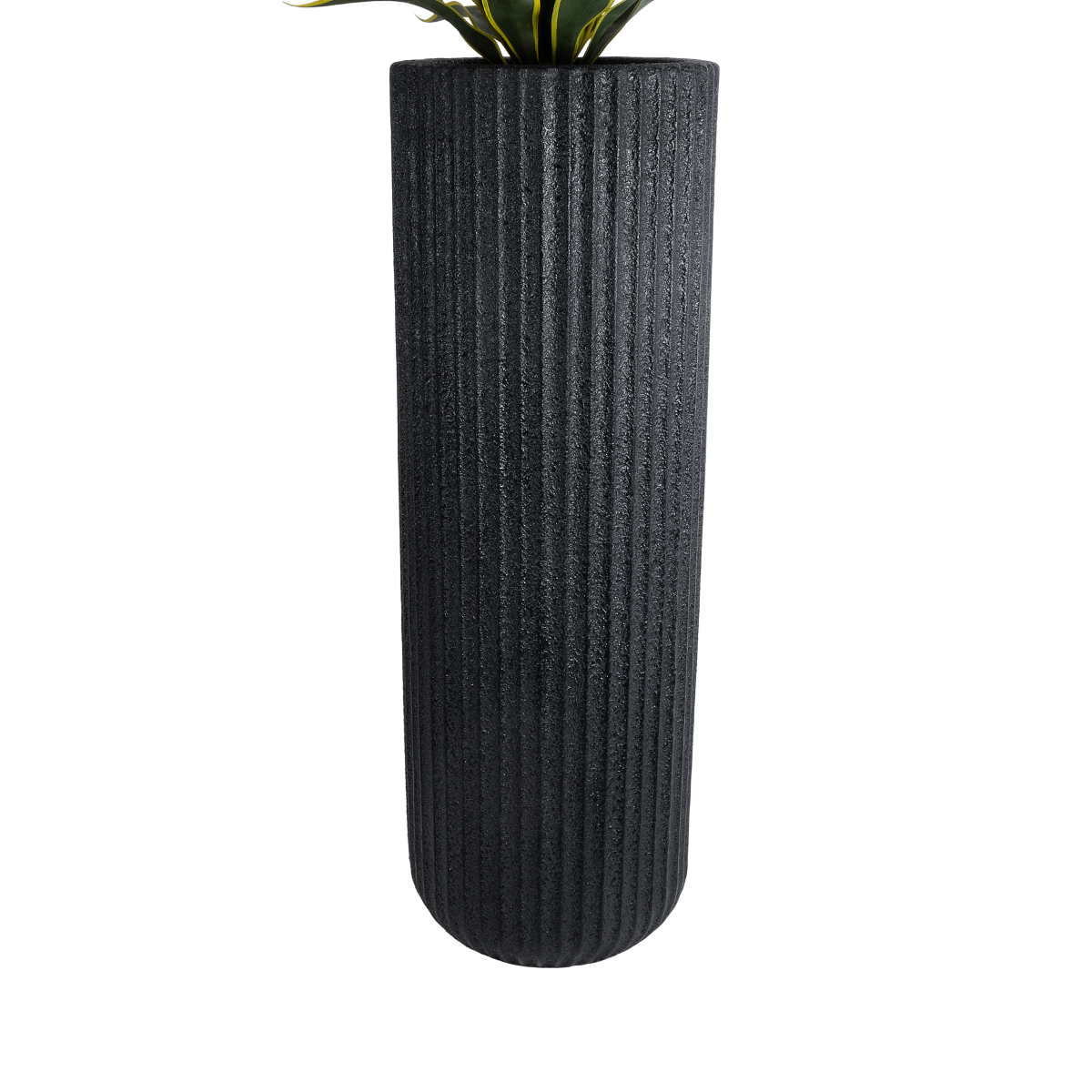 GloboStar® Artificial Garden MATERA 20733 Επιδαπέδιο Πολυεστερικό Τσιμεντένιο Κασπώ Γλάστρα – Flower Pot Μαύρο Φ42 x Υ120cm